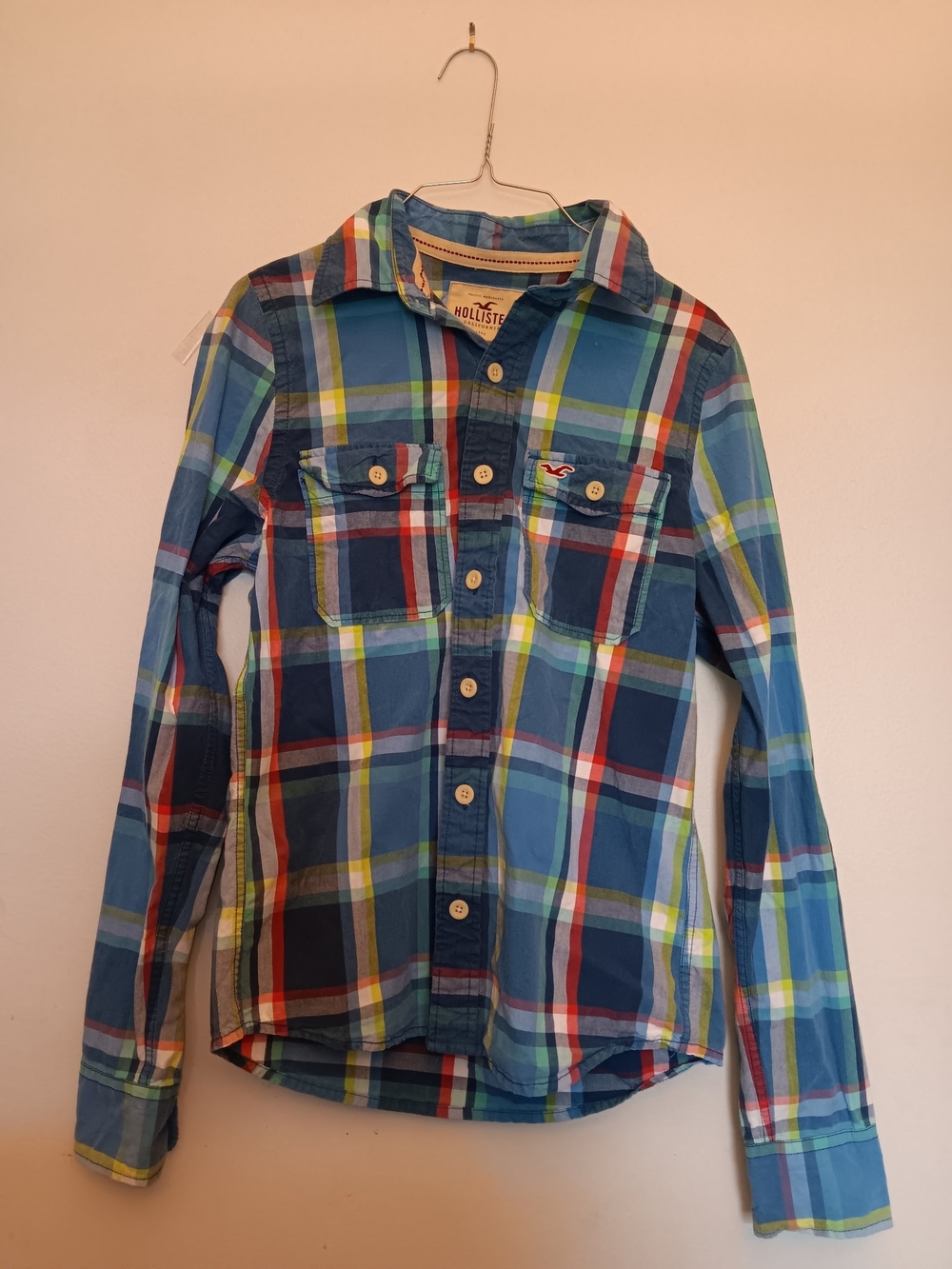 Hollister Blue Plaid Long-Sleeve Button-Down Shirt (Price Is Firm)